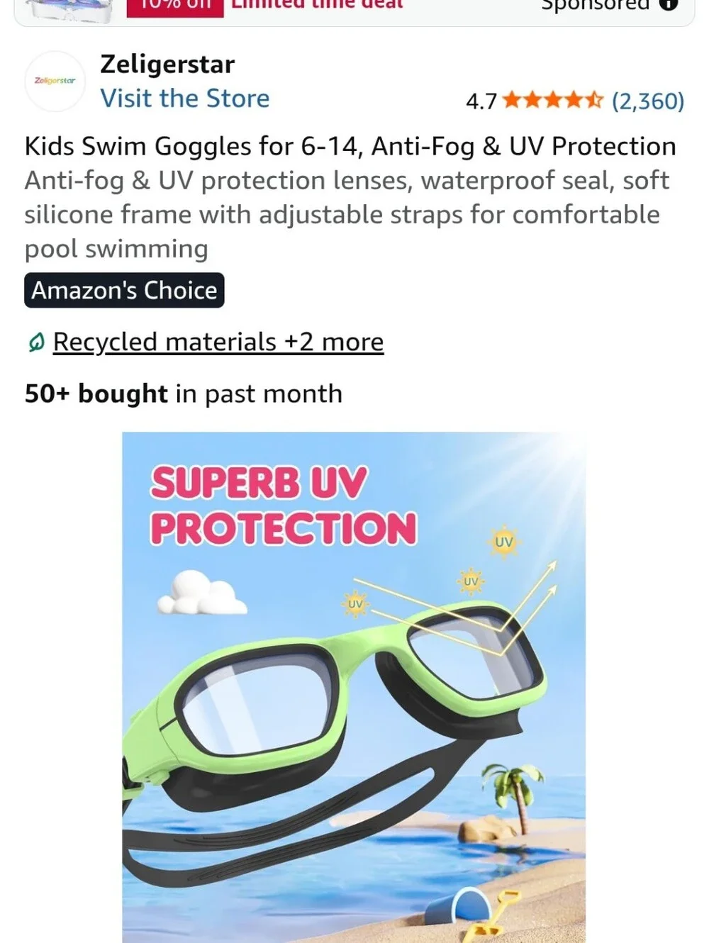 Kids Swim Goggles - Green - (Brand: )